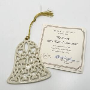 Lenox Collection Ivory-Color Handcrafted Ornament Porcelain Lace Bell Christmas